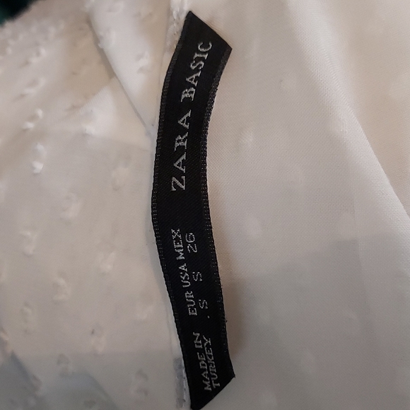 ZARA BASIC Sheer Ivory V-Neckline Blouse Size S - Picture 4 of 5